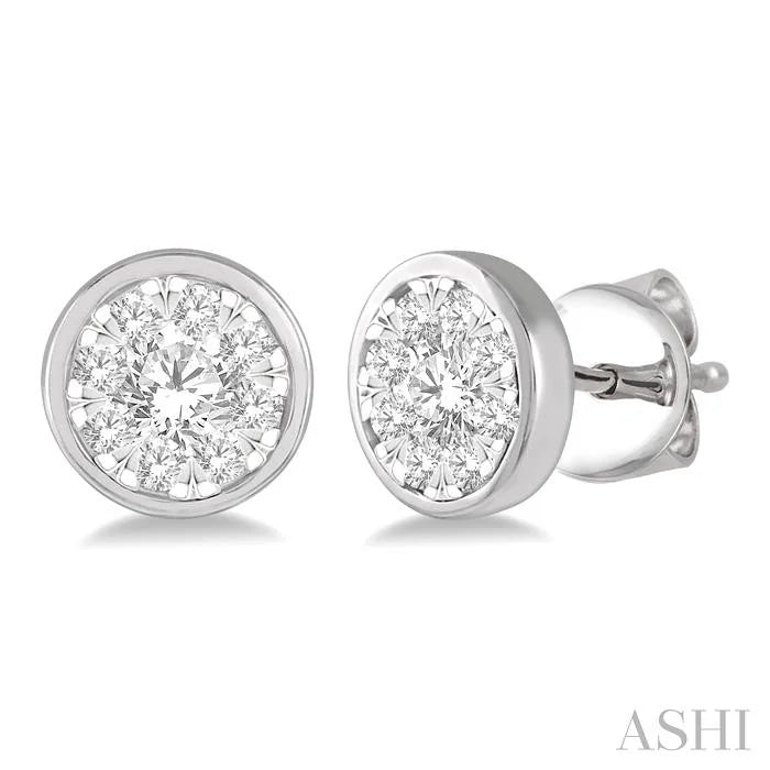 Round Shape Bezel Set Lovebright Essential Diamond Stud Earrings