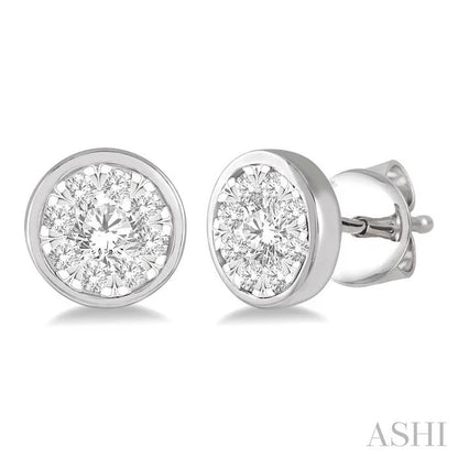 Round Shape Bezel Set Lovebright Essential Diamond Stud Earrings