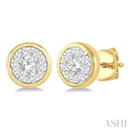 Round Shape Bezel Set Lovebright Essential Diamond Stud Earrings