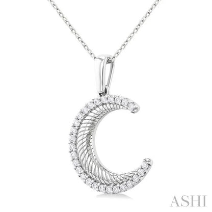 Fluted Crescent Moon Diamond Fashion Pendant