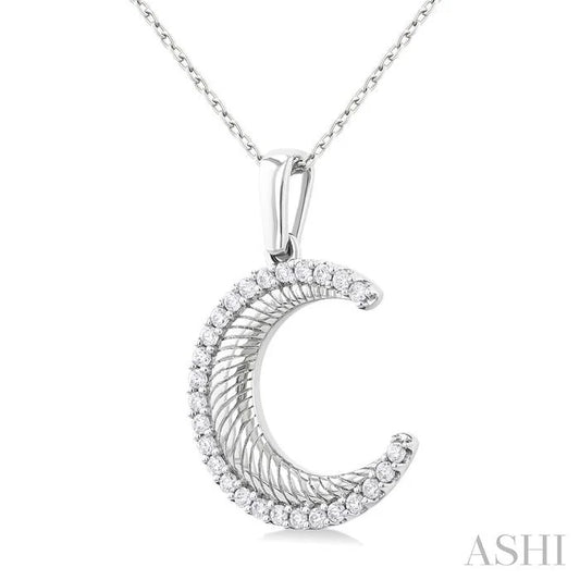 Fluted Crescent Moon Diamond Fashion Pendant