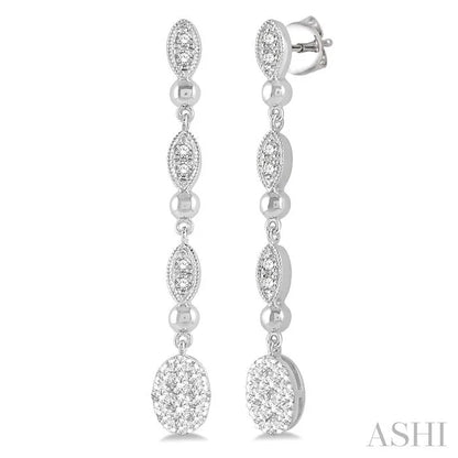 Oval Shape Lovebright Diamond Long Earrings