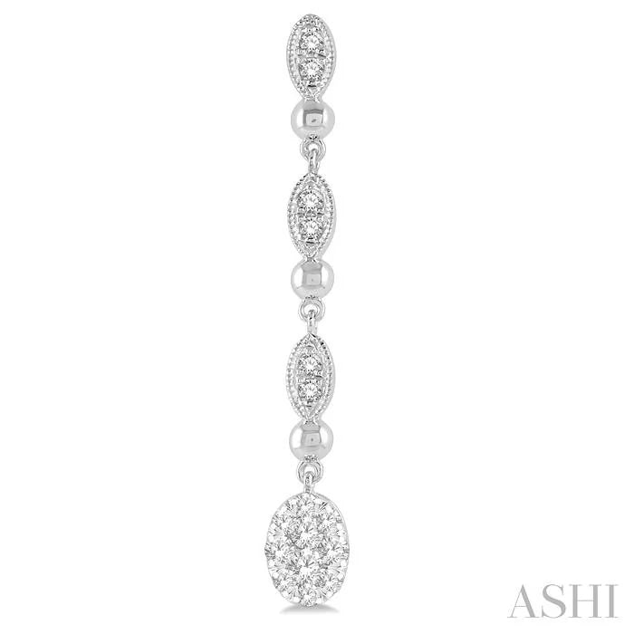 Oval Shape Lovebright Diamond Long Earrings
