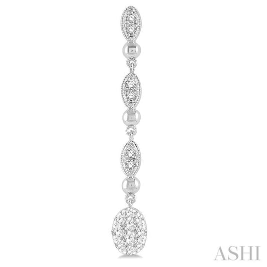 Oval Shape Lovebright Diamond Long Earrings