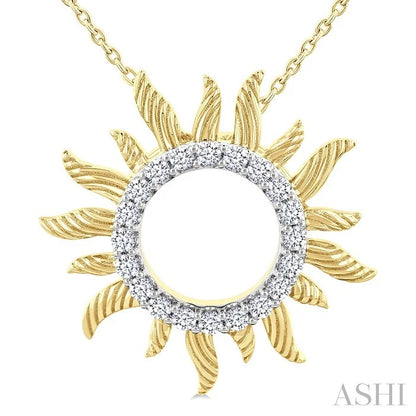 Sunburst Fluted Diamond Fashion Pendant