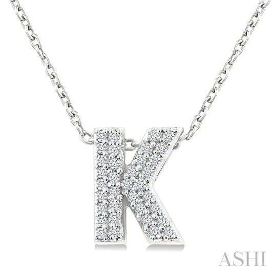 Bubble 'K' Initial Diamond Pendant