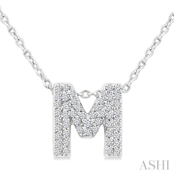 Bubble 'M' Initial Diamond Pendant