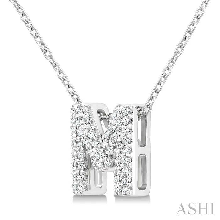 Bubble 'M' Initial Diamond Pendant