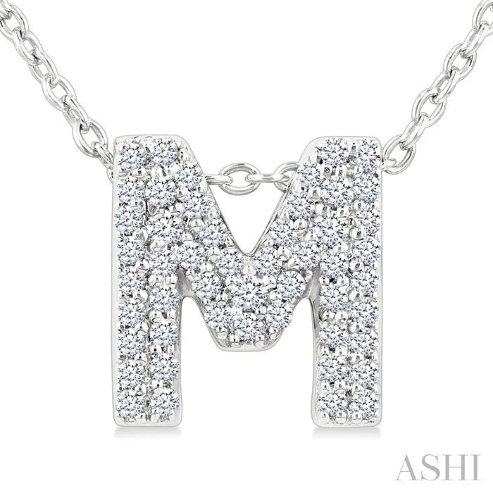 Bubble 'M' Initial Diamond Pendant