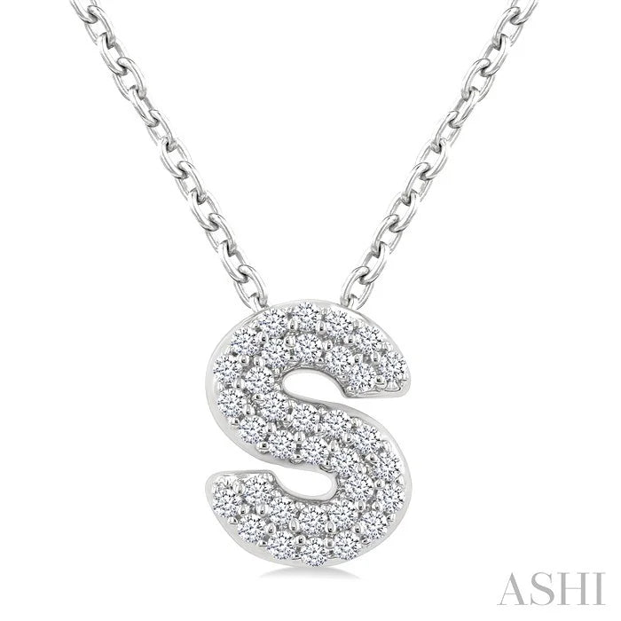 Bubble 'S' Initial Diamond Pendant