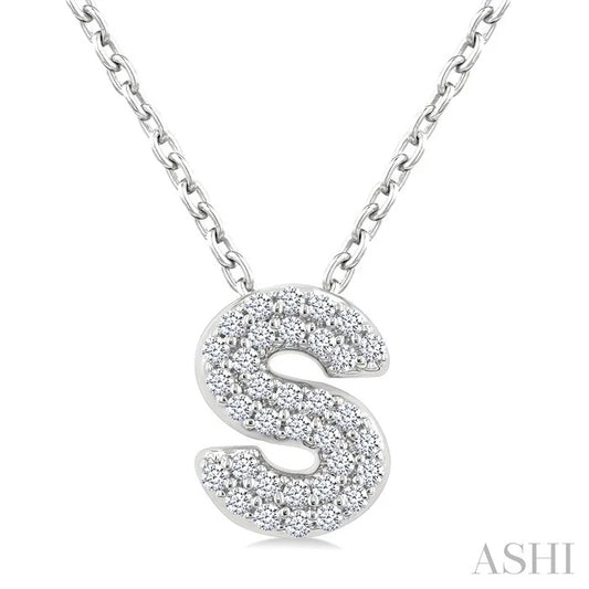 Bubble 'S' Initial Diamond Pendant