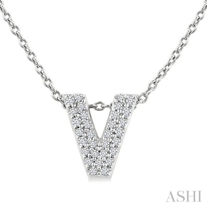 Bubble 'V' Initial Diamond Pendant