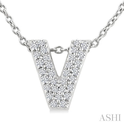Bubble 'V' Initial Diamond Pendant