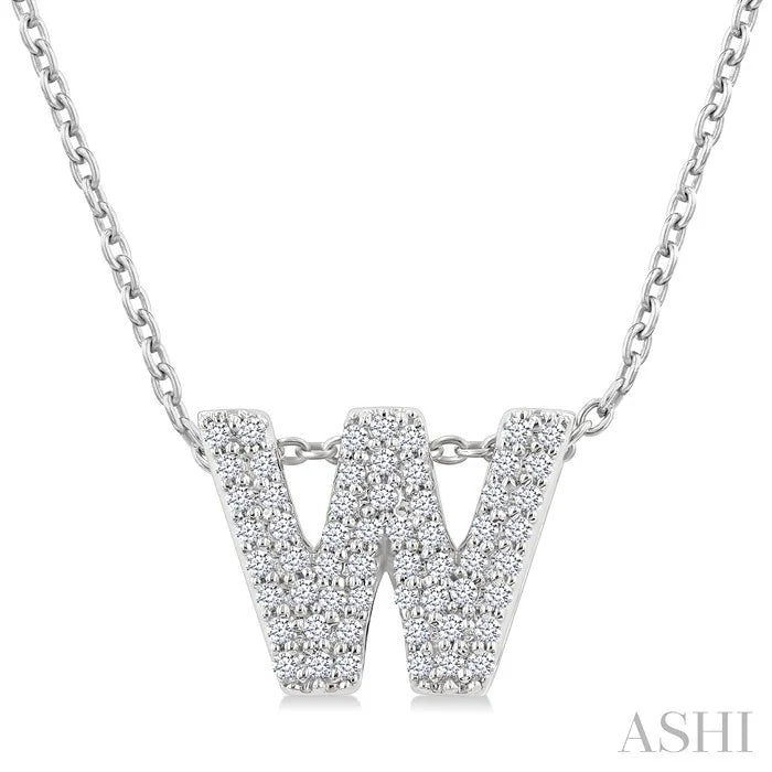 Bubble 'W' Initial Diamond Pendant