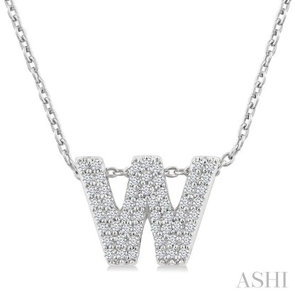 Bubble 'W' Initial Diamond Pendant