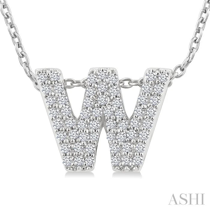 Bubble 'W' Initial Diamond Pendant