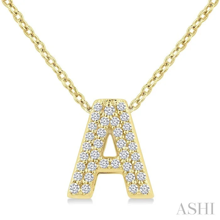 Bubble 'A' Initial Diamond Pendant