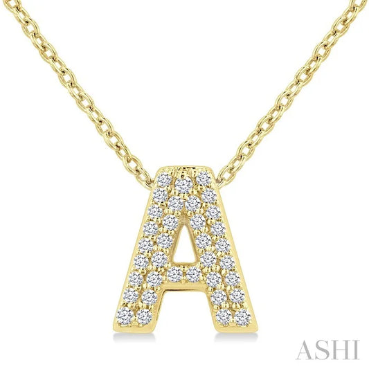 Bubble 'A' Initial Diamond Pendant