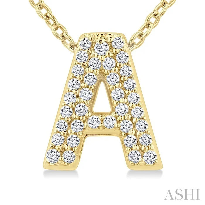 Bubble 'A' Initial Diamond Pendant