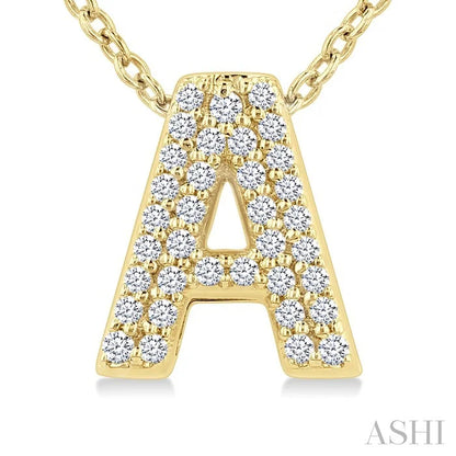 Bubble 'A' Initial Diamond Pendant