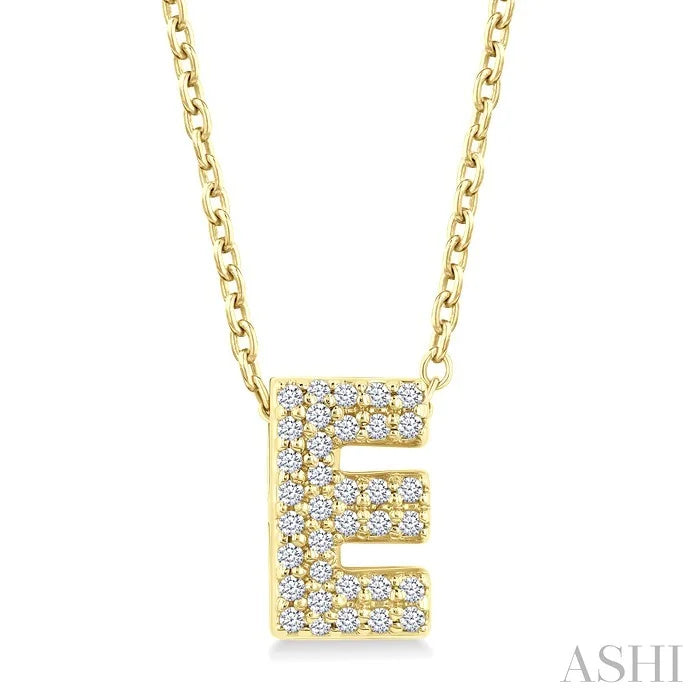 Bubble 'E' Initial Diamond Pendant