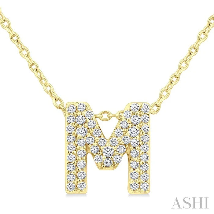 Bubble 'M' Initial Diamond Pendant