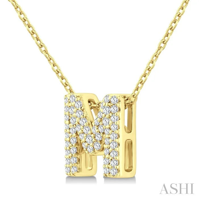 Bubble 'M' Initial Diamond Pendant