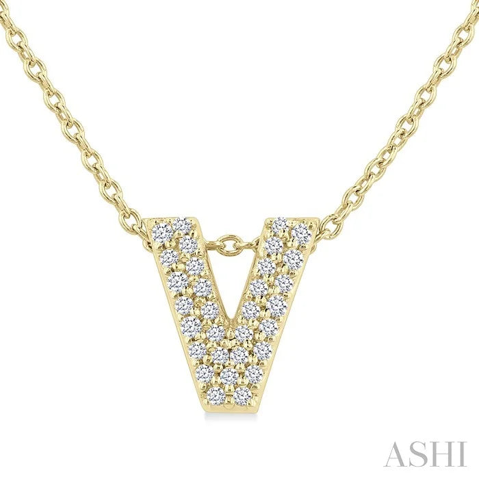 Bubble 'V' Initial Diamond Pendant