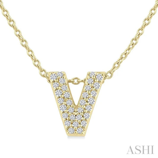 Bubble 'V' Initial Diamond Pendant