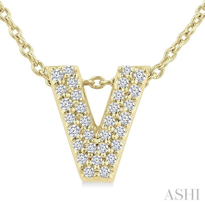Bubble 'V' Initial Diamond Pendant