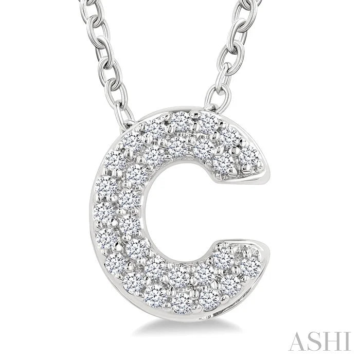 Bubble 'C' Initial Diamond Pendant