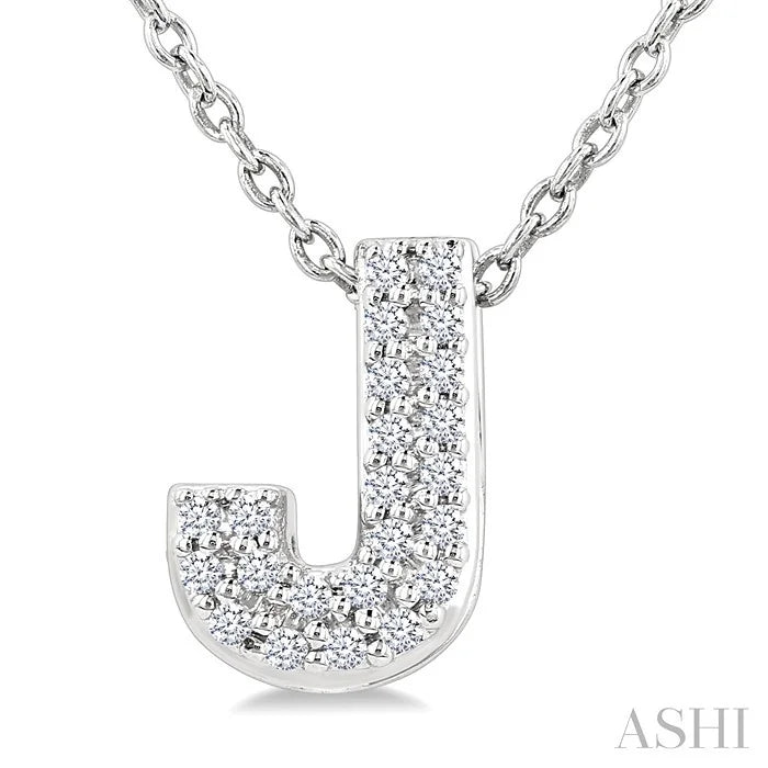 Bubble 'J' Initial Diamond Pendant