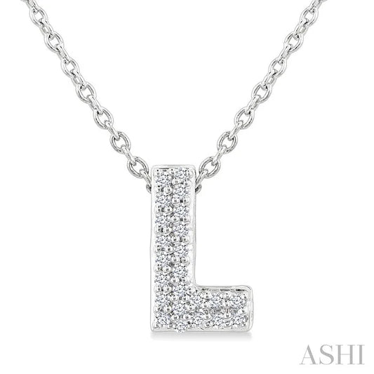 Bubble 'L' Initial Diamond Pendant