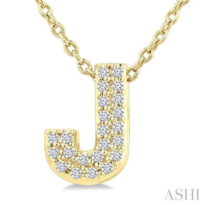 Bubble 'J' Initial Diamond Pendant