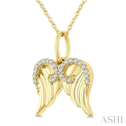 Angel Wings Fluted Diamond Fashion Pendant