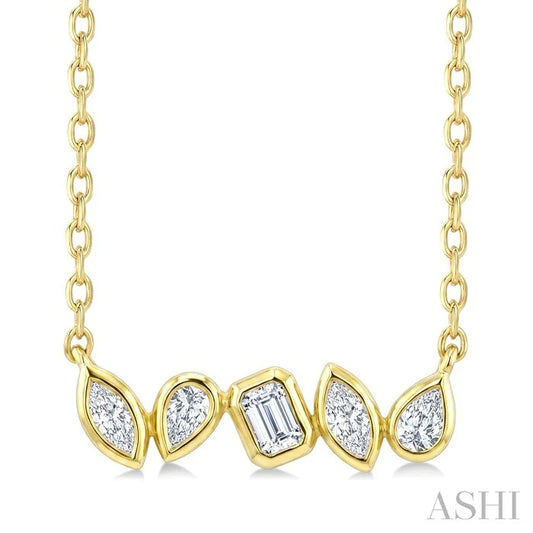 Mixed Shape Diamond Fashion Bar Necklace