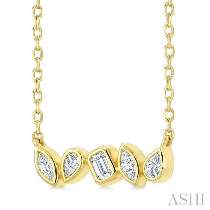 Mixed Shape Diamond Fashion Bar Necklace