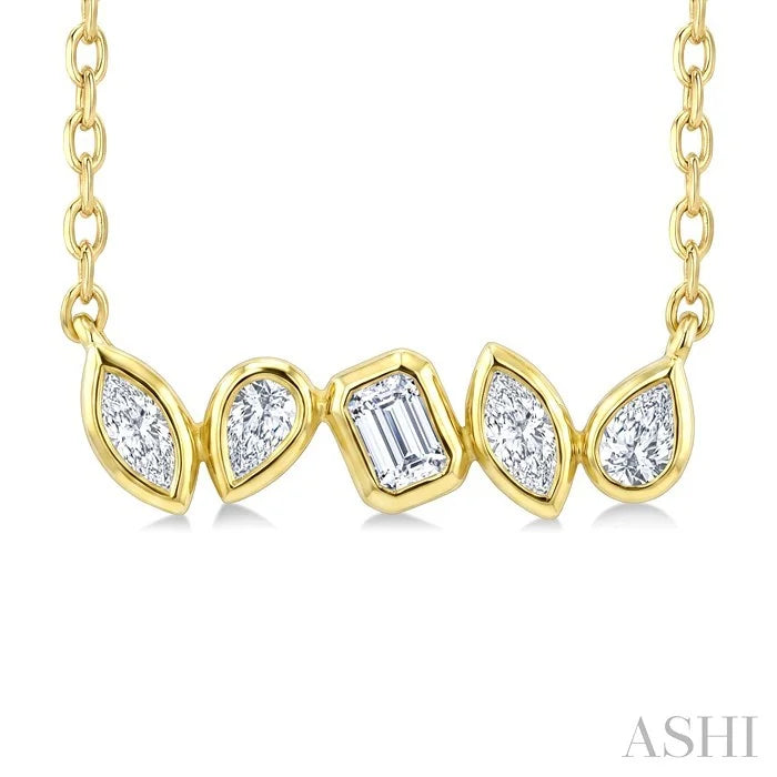 Mixed Shape Diamond Fashion Bar Necklace