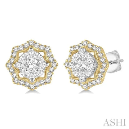 Round Shape Halo Lovebright Diamond Fashion Earrings
