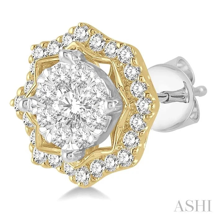 Round Shape Halo Lovebright Diamond Fashion Earrings