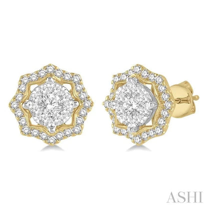 Round Shape Halo Lovebright Diamond Fashion Earrings