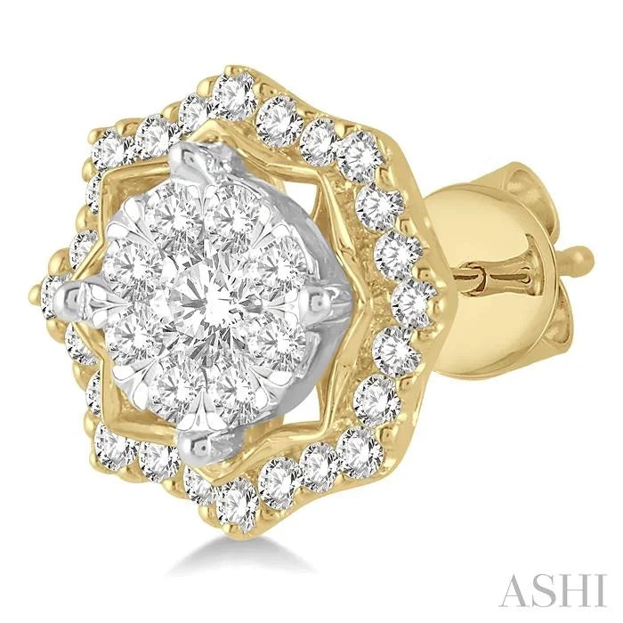 Round Shape Halo Lovebright Diamond Fashion Earrings