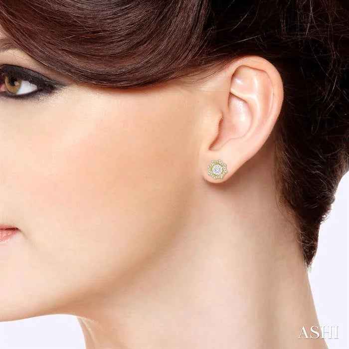 Round Shape Halo Lovebright Diamond Fashion Earrings