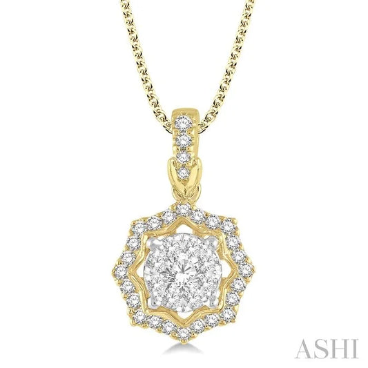 Round Shape Halo Lovebright Diamond Fashion Pendant