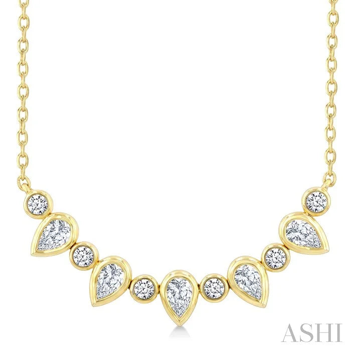 Pear & Round Shape Bezel Diamond Necklace