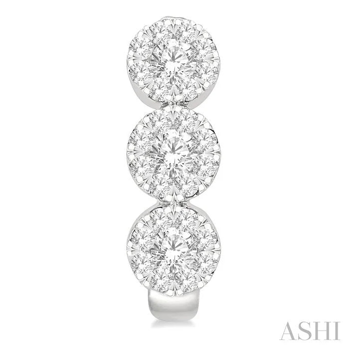 Round Shape Past Present & Future Lovebright Diamond Half Hoop Earrings