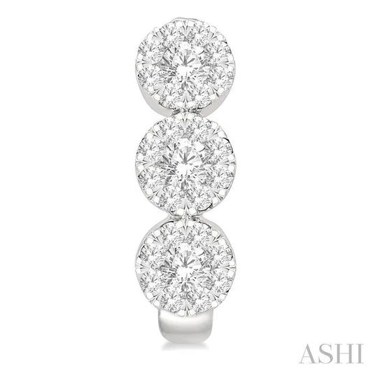 Round Shape Past Present & Future Lovebright Diamond Half Hoop Earrings