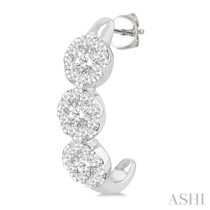 Round Shape Past Present & Future Lovebright Diamond Half Hoop Earrings