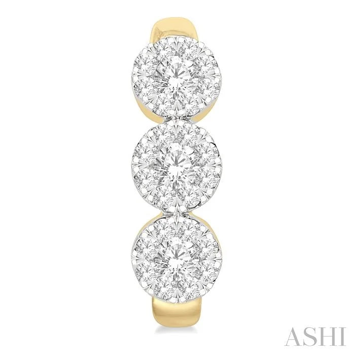 Round Shape Past Present & Future Lovebright Diamond Half Hoop Earrings
