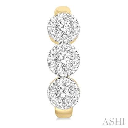 Round Shape Past Present & Future Lovebright Diamond Half Hoop Earrings